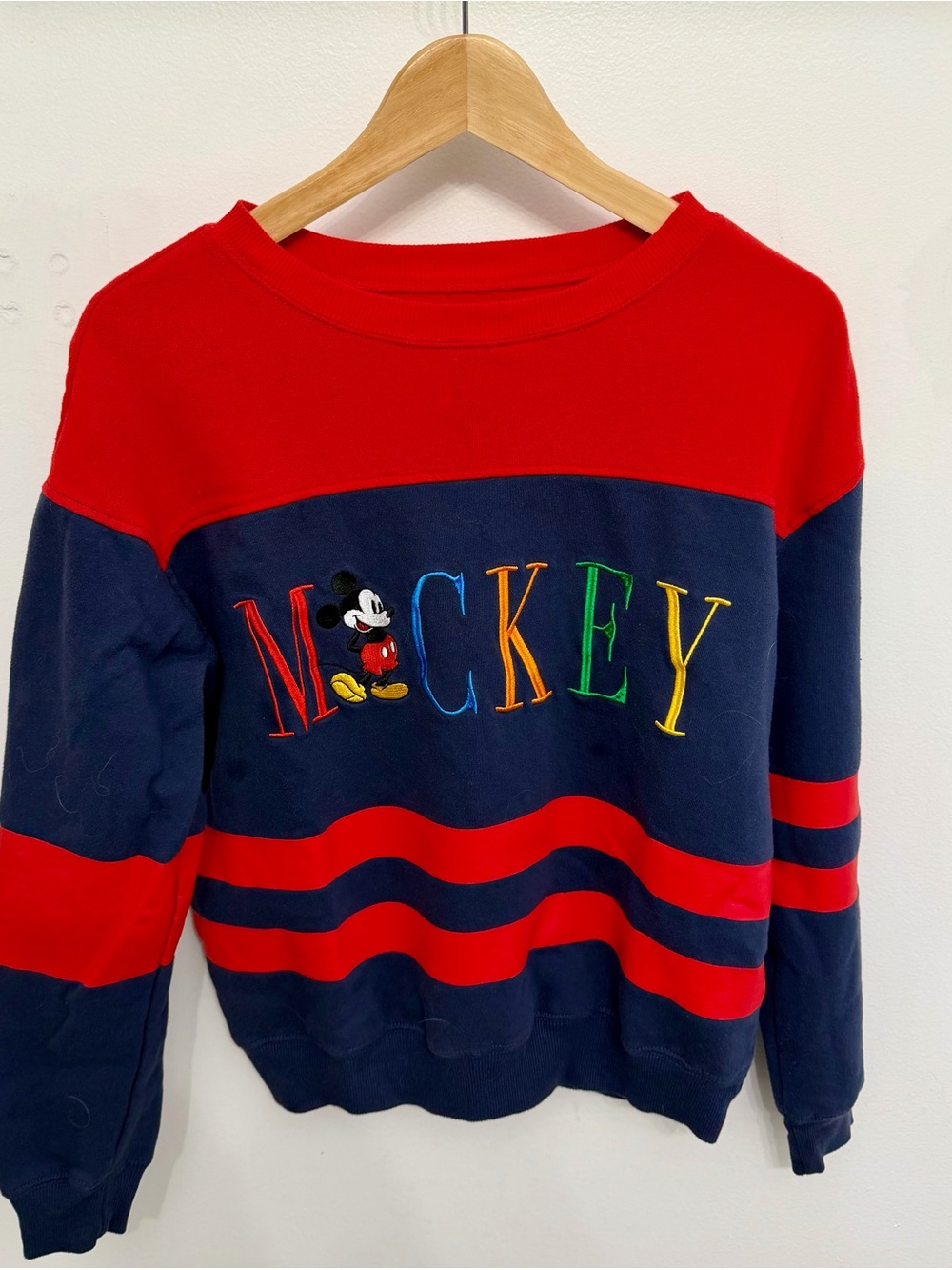 Mickey Colorblock Crewneck Sweatshirt - Red & Navy